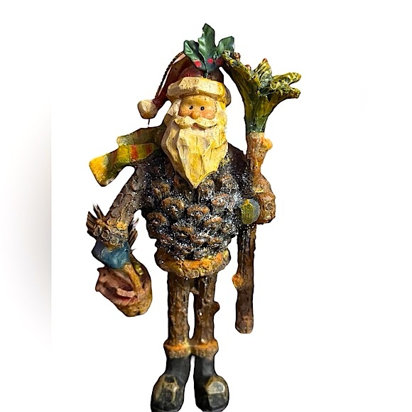 Pair of Rustic Pinecone Santas Holiday Cheer Ornaments - Picture 5 of 5